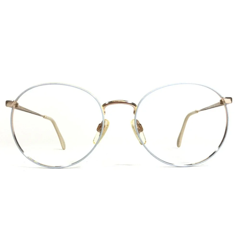 Metzler Eyeglasses Frames 088 0812 Light Blue Gold Round Full Rim 55-19-140
